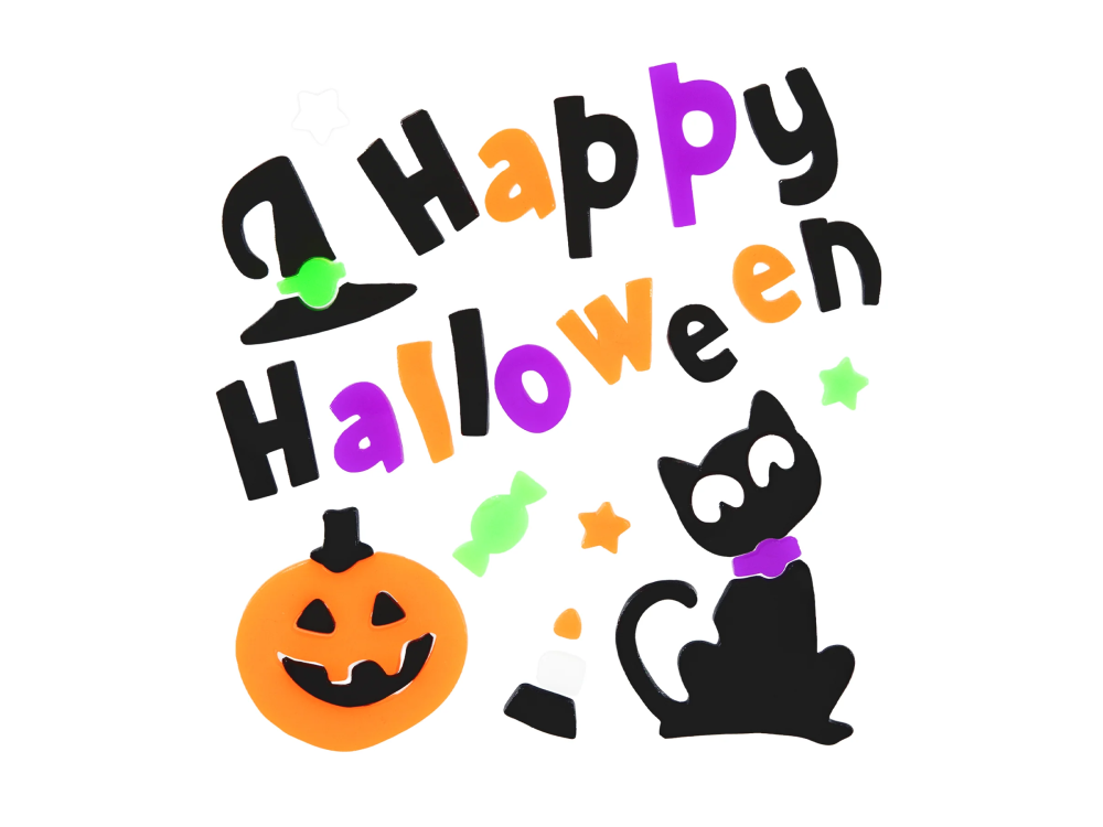 Naklejki żelowe na okno Happy Halloween - 25 szt.