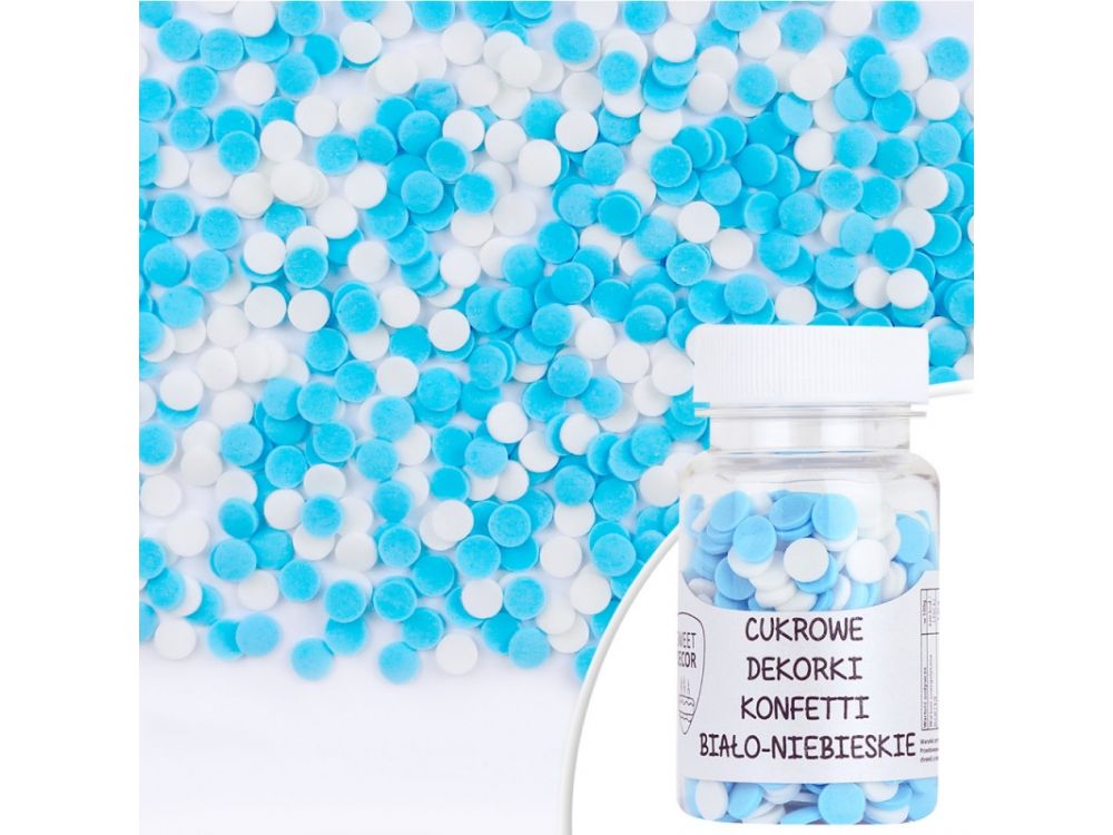 Posypka cukrowa - konfetti, białe i niebieskie, 30 g