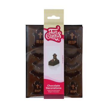 Chocolate decorations for Halloween - FunCakes - Bats and Tombstones, 14 pcs.