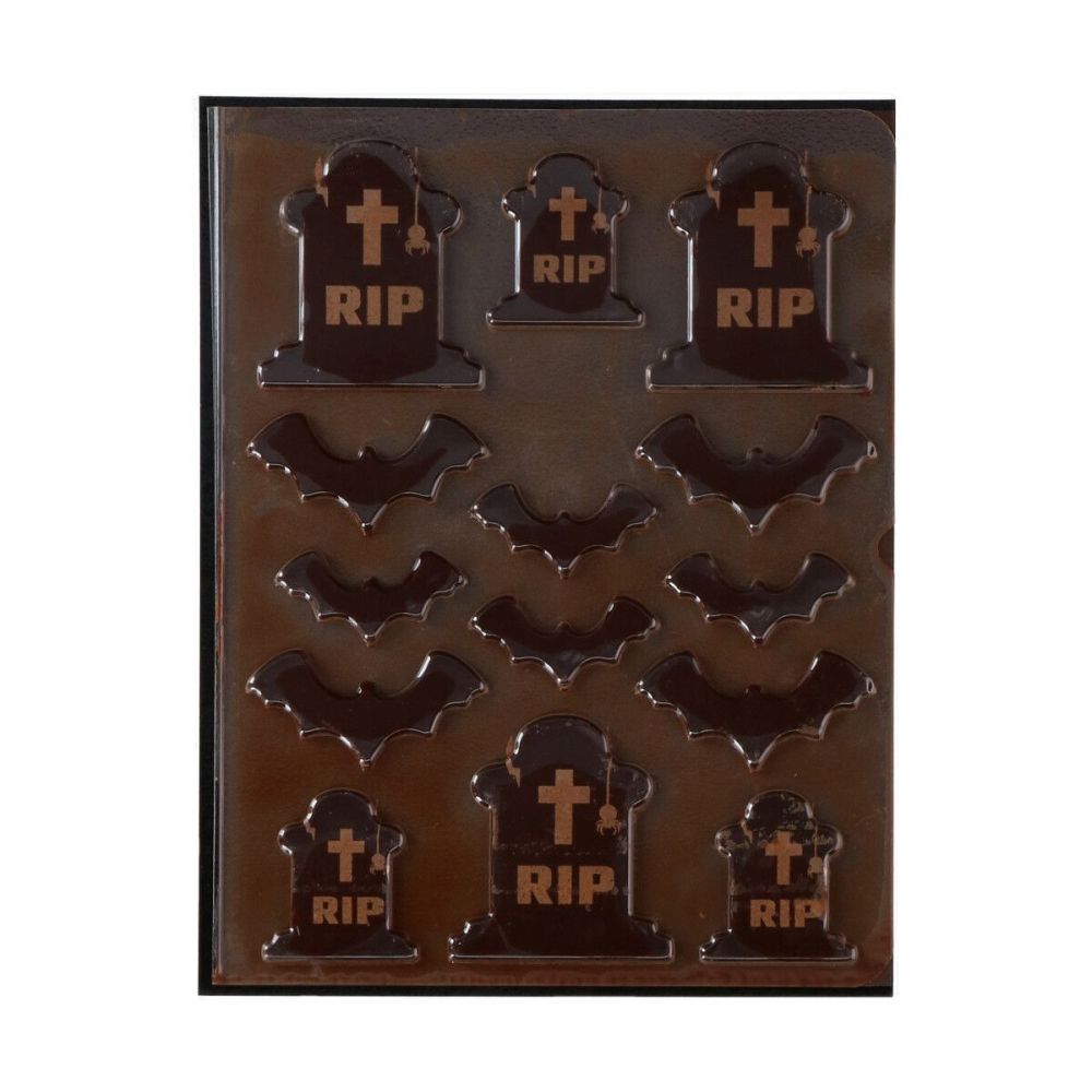 Chocolate decorations for Halloween - FunCakes - Bats and Tombstones, 14 pcs.