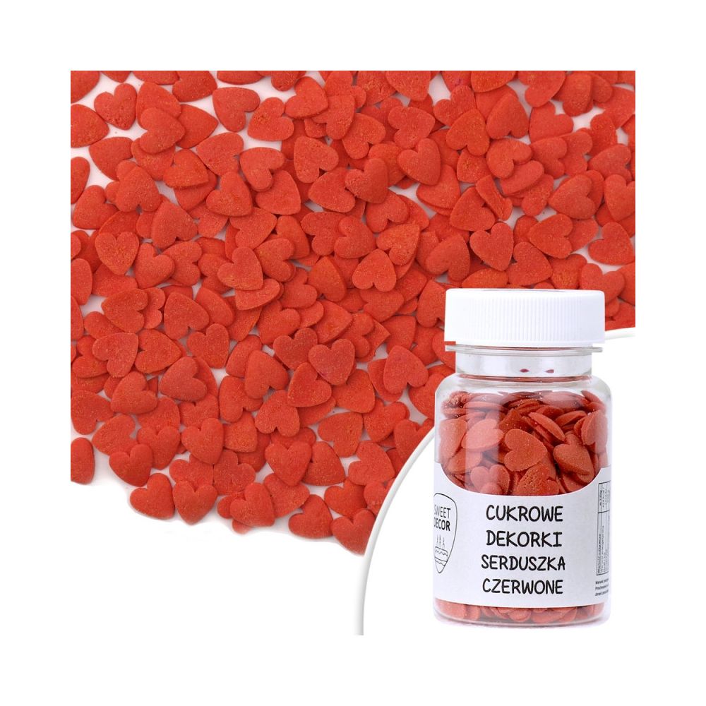 Sugar sprinkles - hearts, red, 30 g