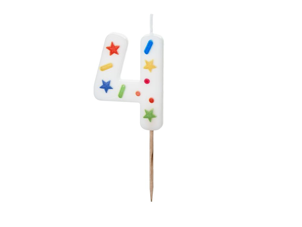 Birthday candle Confetti - PartyDeco - number 4