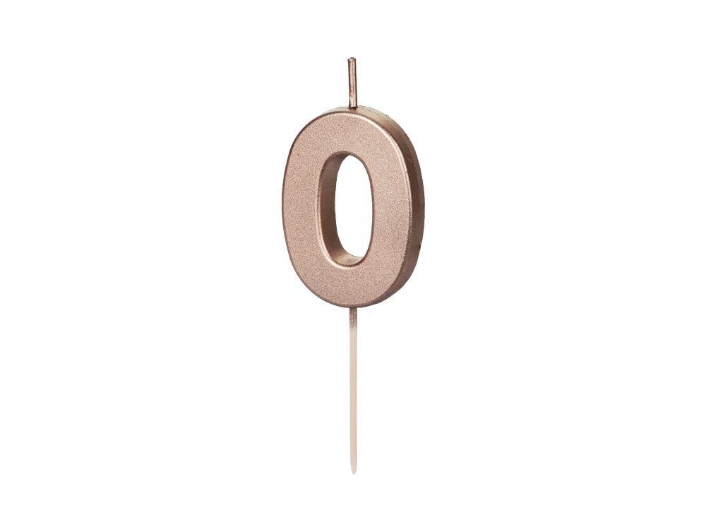 Birthday candle - PartyDeco - rose gold, number 0