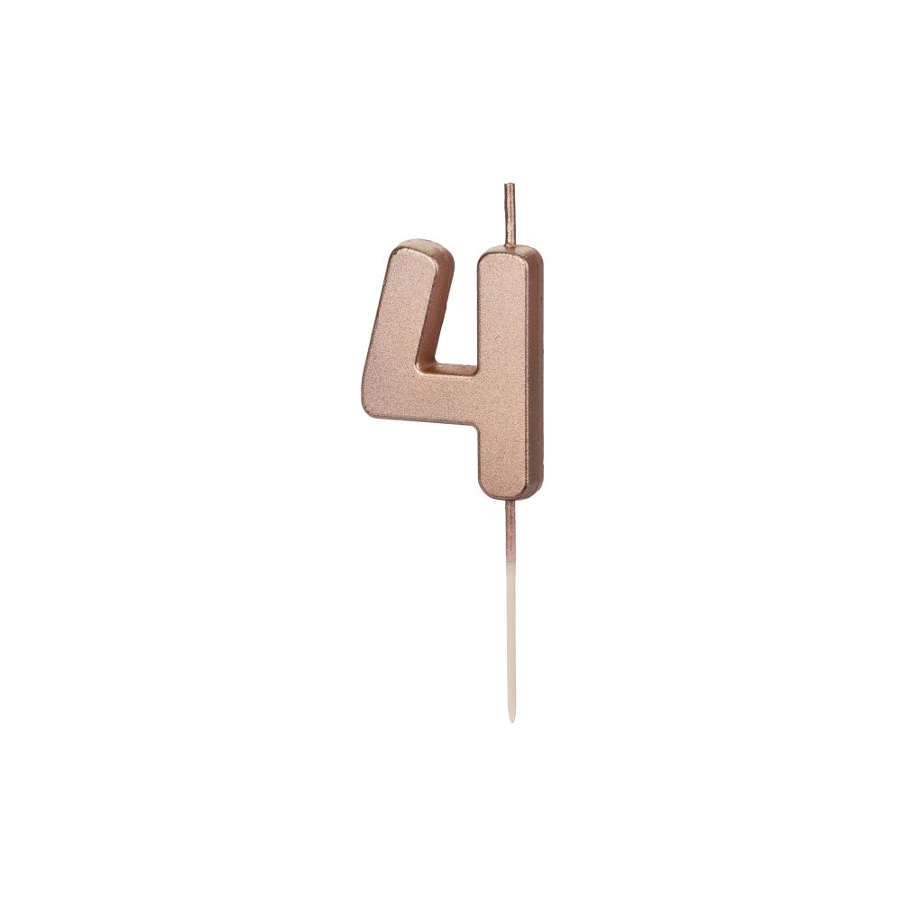 Birthday candle - PartyDeco - rose gold, number 4