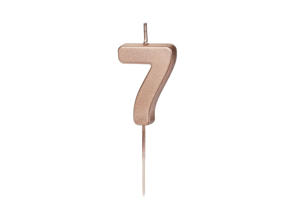 Birthday candle - PartyDeco - rose gold, number 7