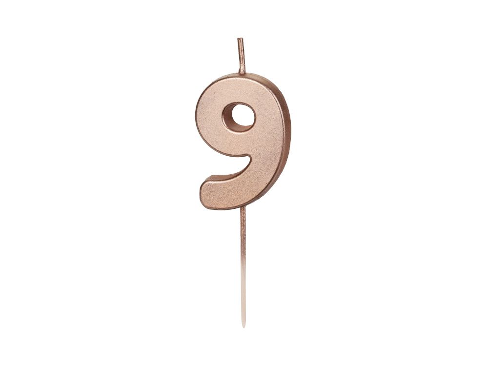 Birthday candle - PartyDeco - rose gold, number 9