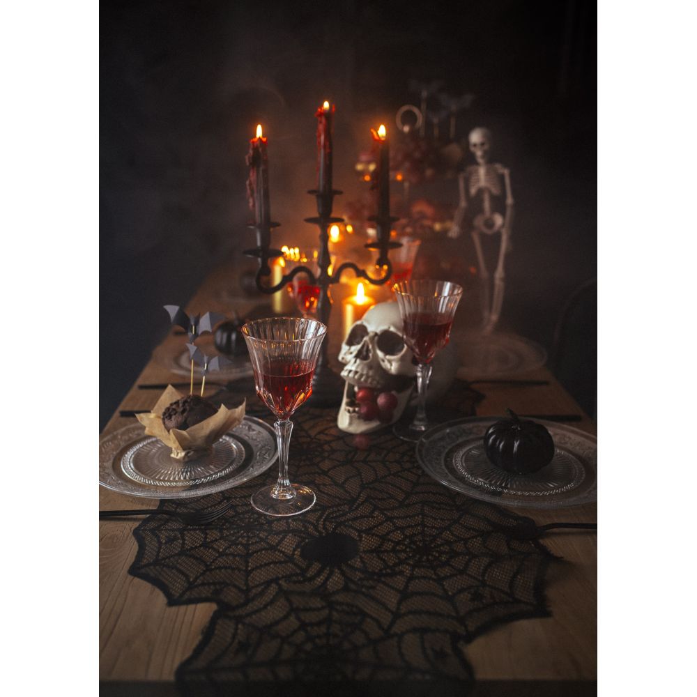 Bieżnik dekoracyjny na Halloween Pajęczyna - PartyDeco - 185 x 45 cm