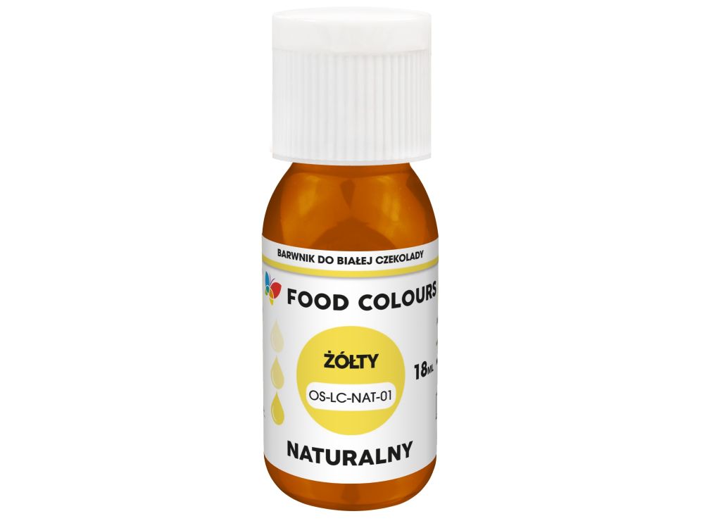 Barwnik naturalny do białej czekolady - Food Colours - żółty, 18 ml