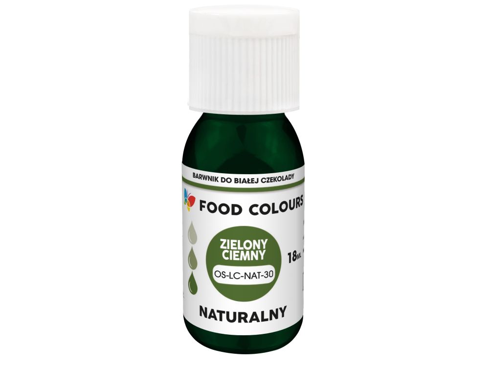 Barwnik naturalny do białej czekolady - Food Colours - ciemny zielony, 18 ml