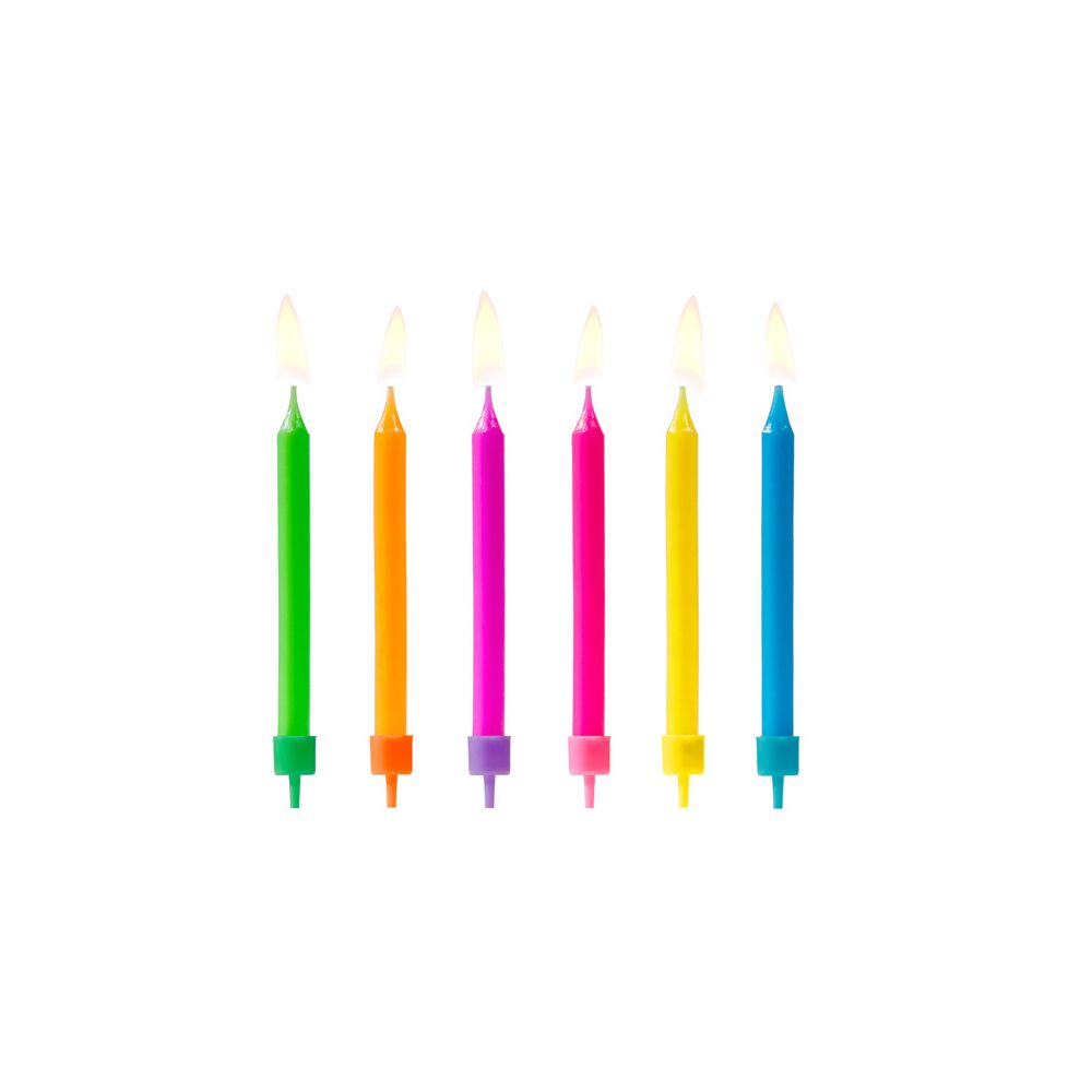 Birthday candles - PartyDeco - mix of colors, 6 pcs.