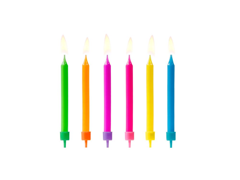 Świeczki urodzinowe - PartyDeco - mix kolorów, 6 szt.