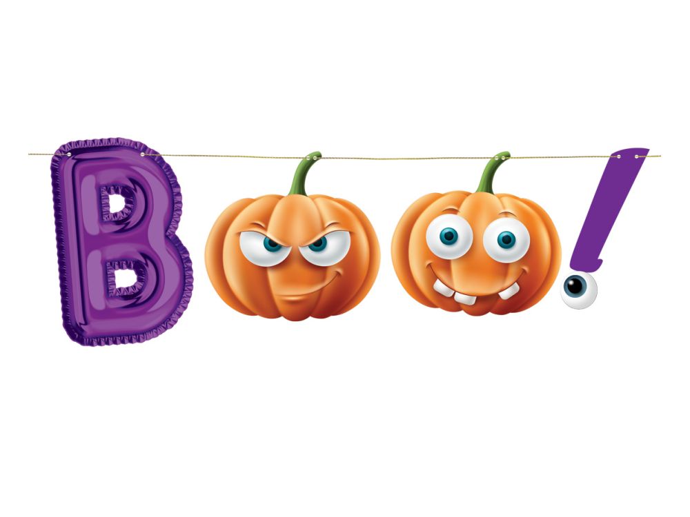 Baner dekoracyjny na Halloween - GoDan - BOO!, 150 cm