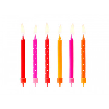 Birthday candles - PartyDeco - colorful mix, 6 pcs.