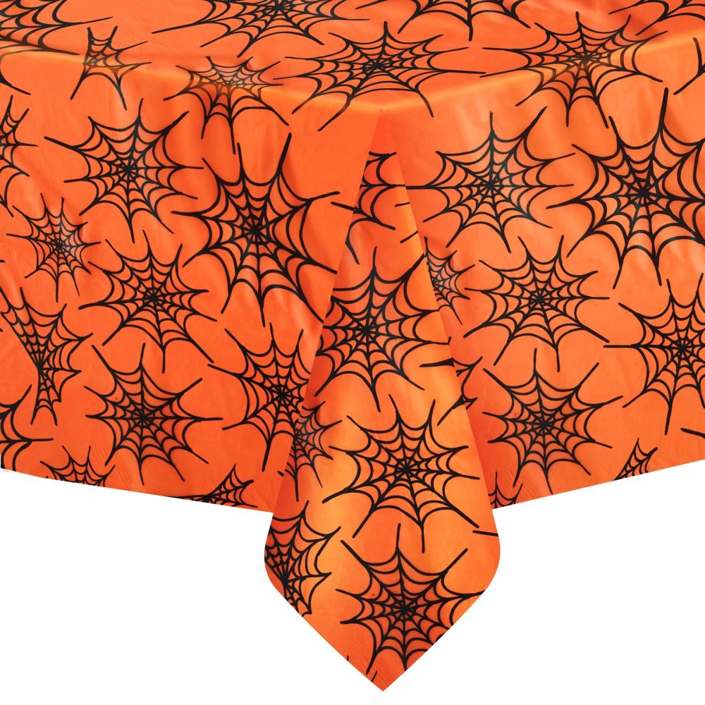 Halloween Tablecloth Spiderwebs - Orange 137 x 274 cm