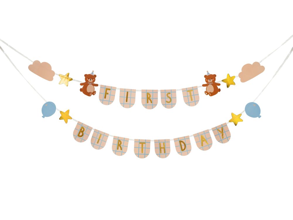Baner na roczek First Birthday - PartyDeco - 255 cm