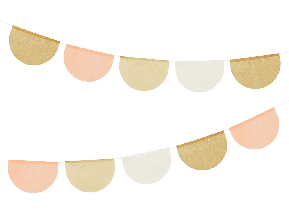Paper garland - PartyDeco - nude mix, 300 cm