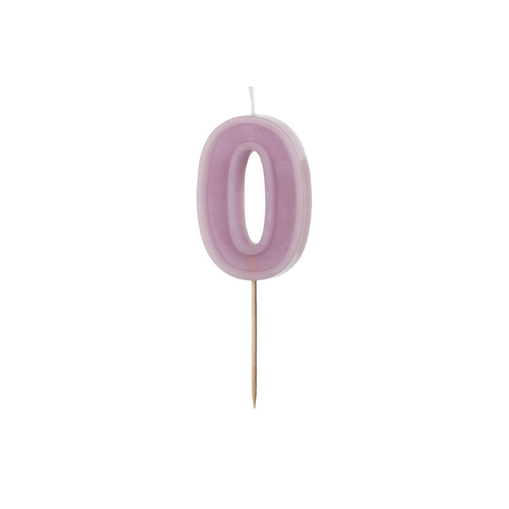 Birthday candle - PartyDeco - light violet, number 0