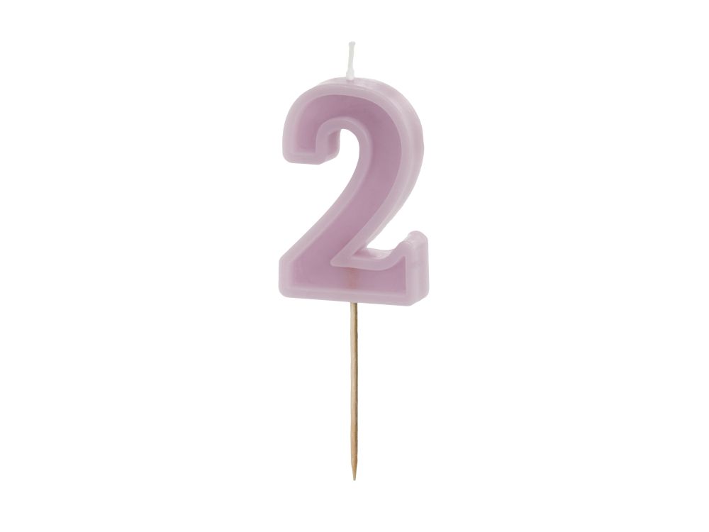 Birthday candle - PartyDeco - light violet, number 2