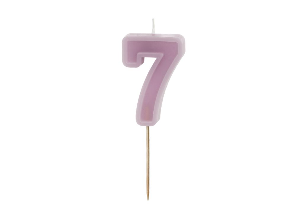 Birthday candle - PartyDeco - light violet, number 7