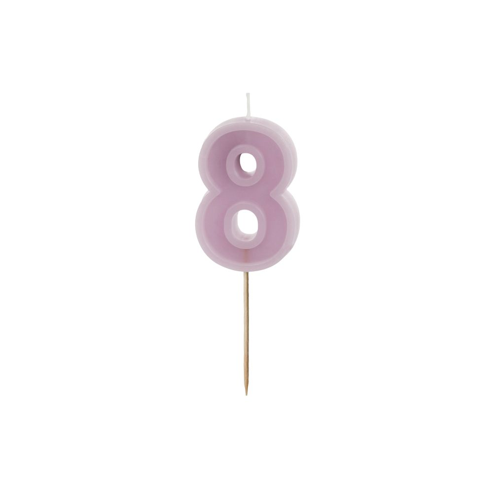 Birthday candle - PartyDeco - light violet, number 8