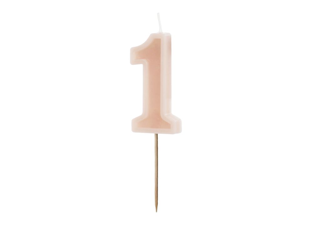 Birthday candle - PartyDeco - dirty pink, number 1