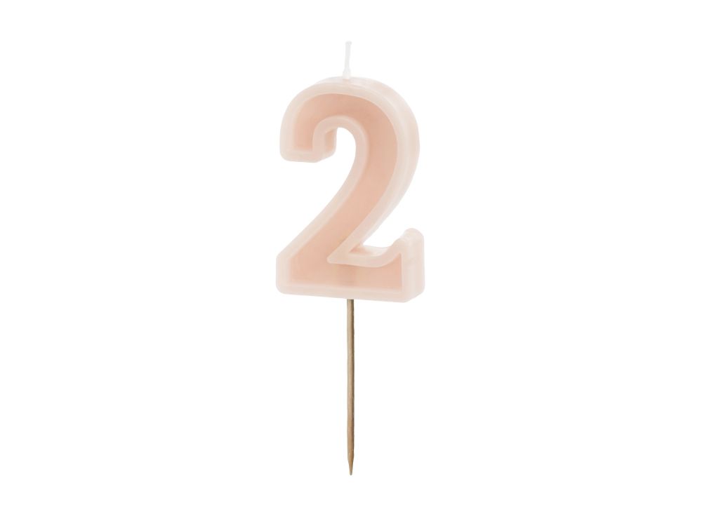 Birthday candle - PartyDeco - dirty pink, number 2