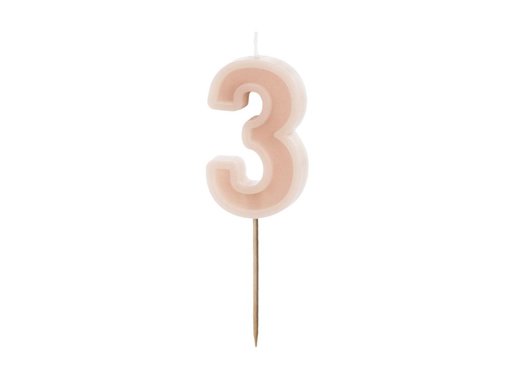 Birthday candle - PartyDeco - dirty pink, number 3