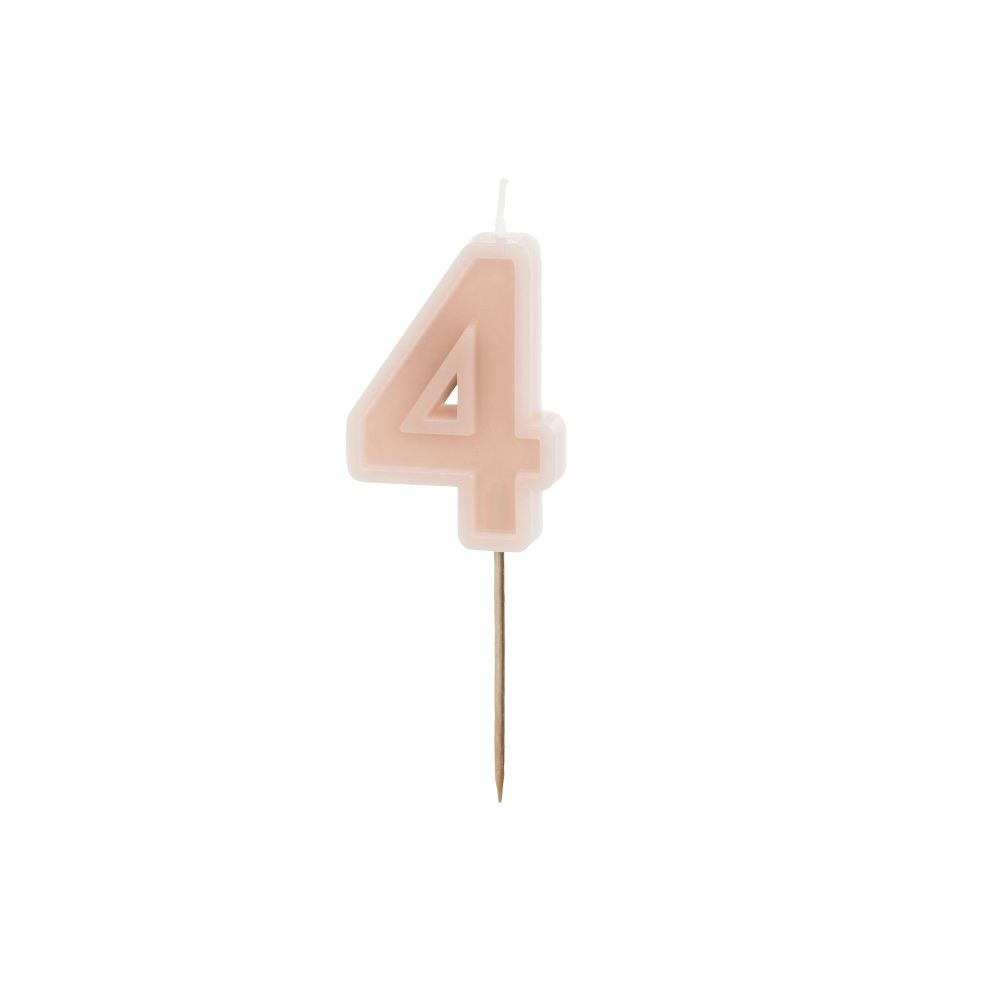 Birthday candle - PartyDeco - dirty pink, number 4