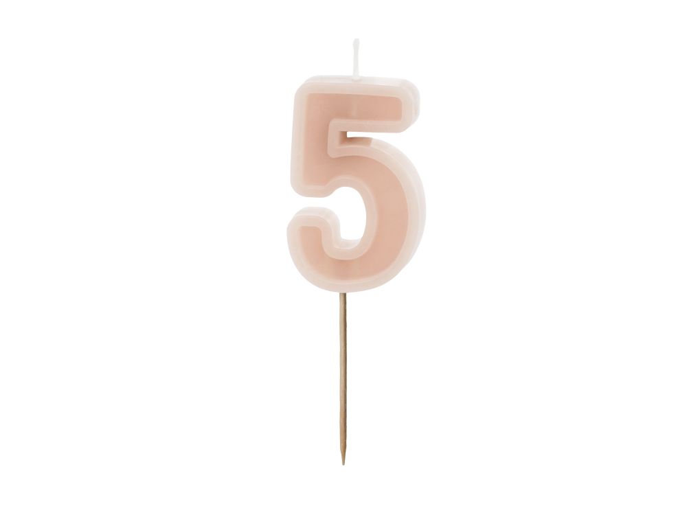 Birthday candle - PartyDeco - dirty pink, number 5