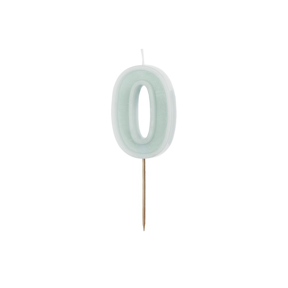 Birthday candle - PartyDeco - light mint, number 0