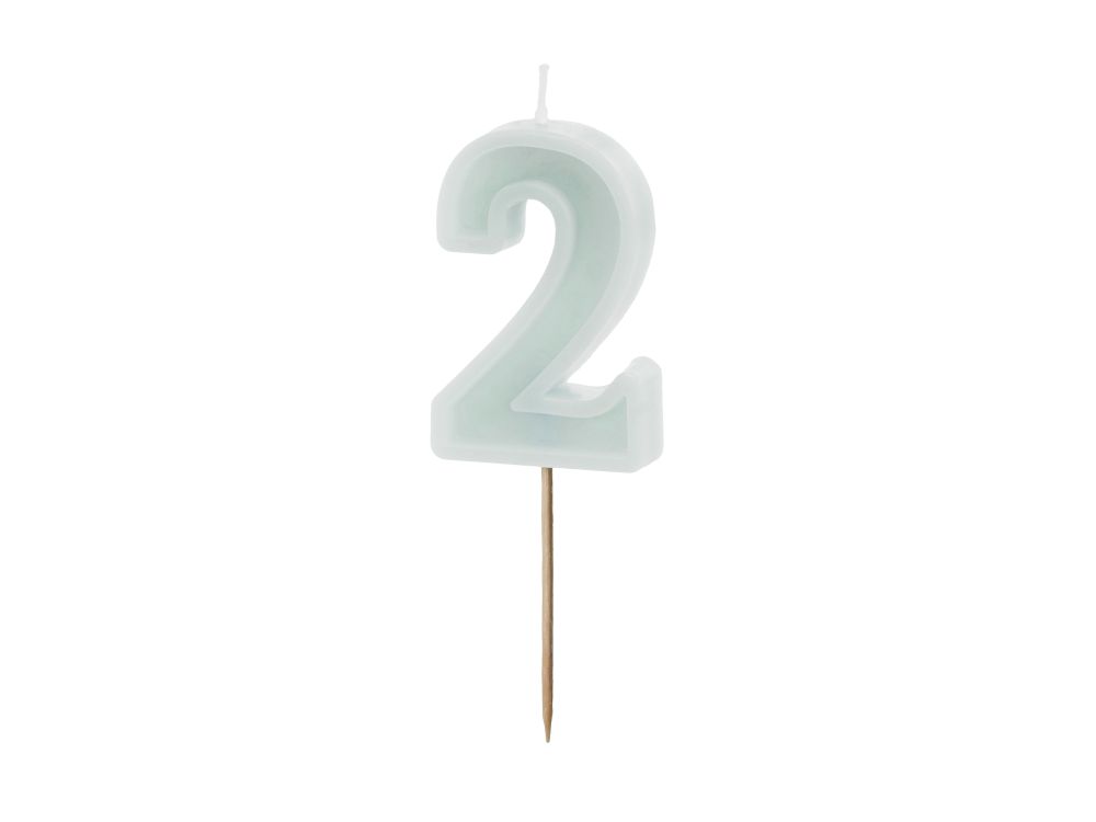 Birthday candle - PartyDeco - light mint, number 2