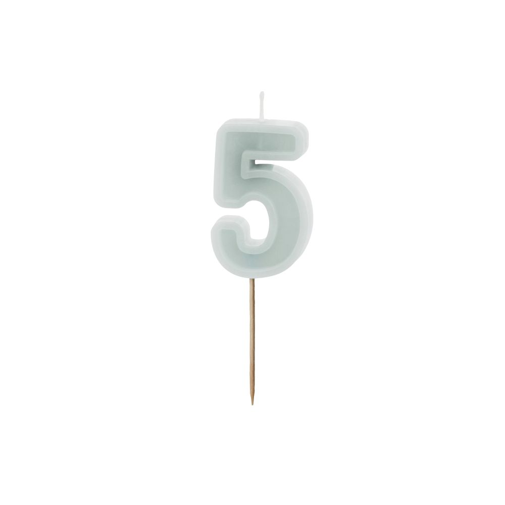 Birthday candle - PartyDeco - light mint, number 5