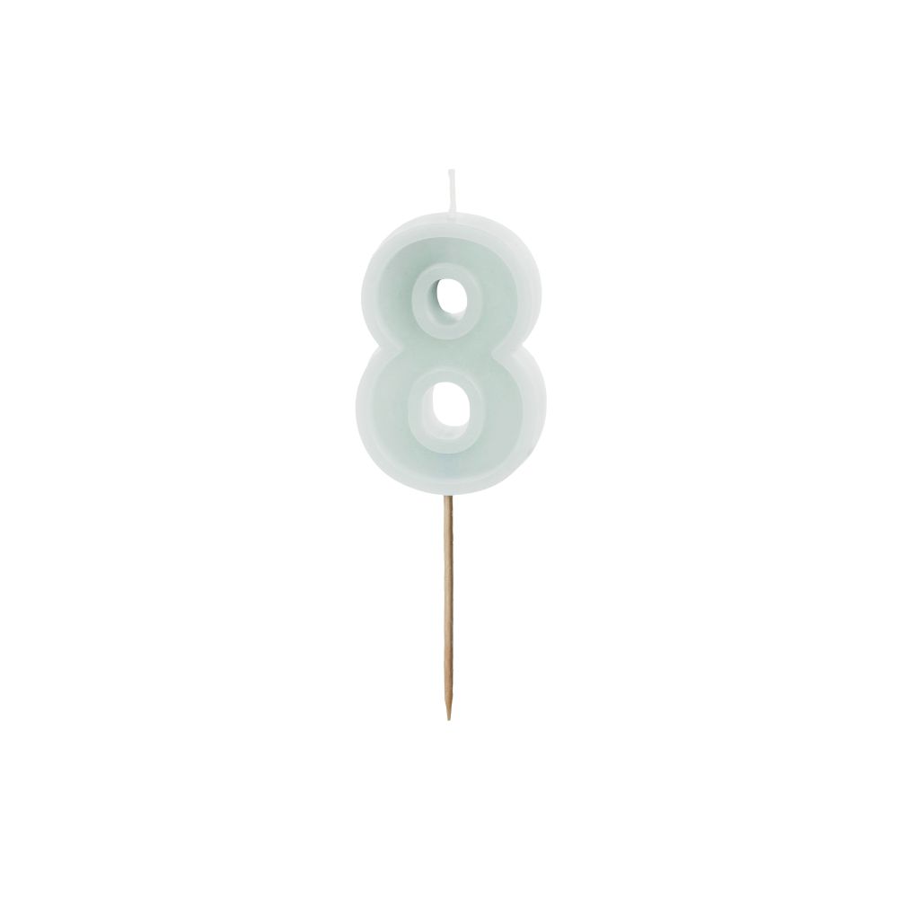 Birthday candle - PartyDeco - light mint, number 8