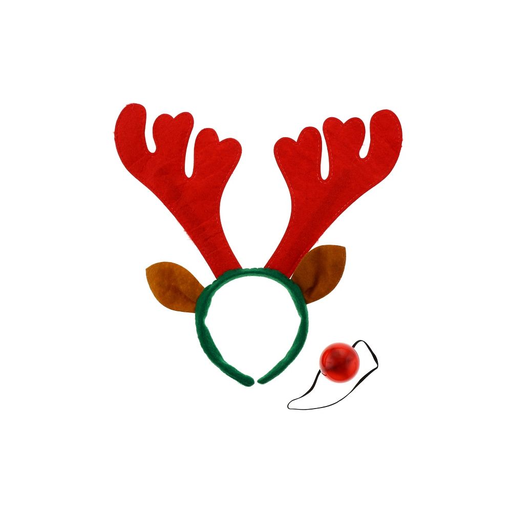 Christmas Headband for Kids - GoDan - Red Reindeer Antlers and Nose