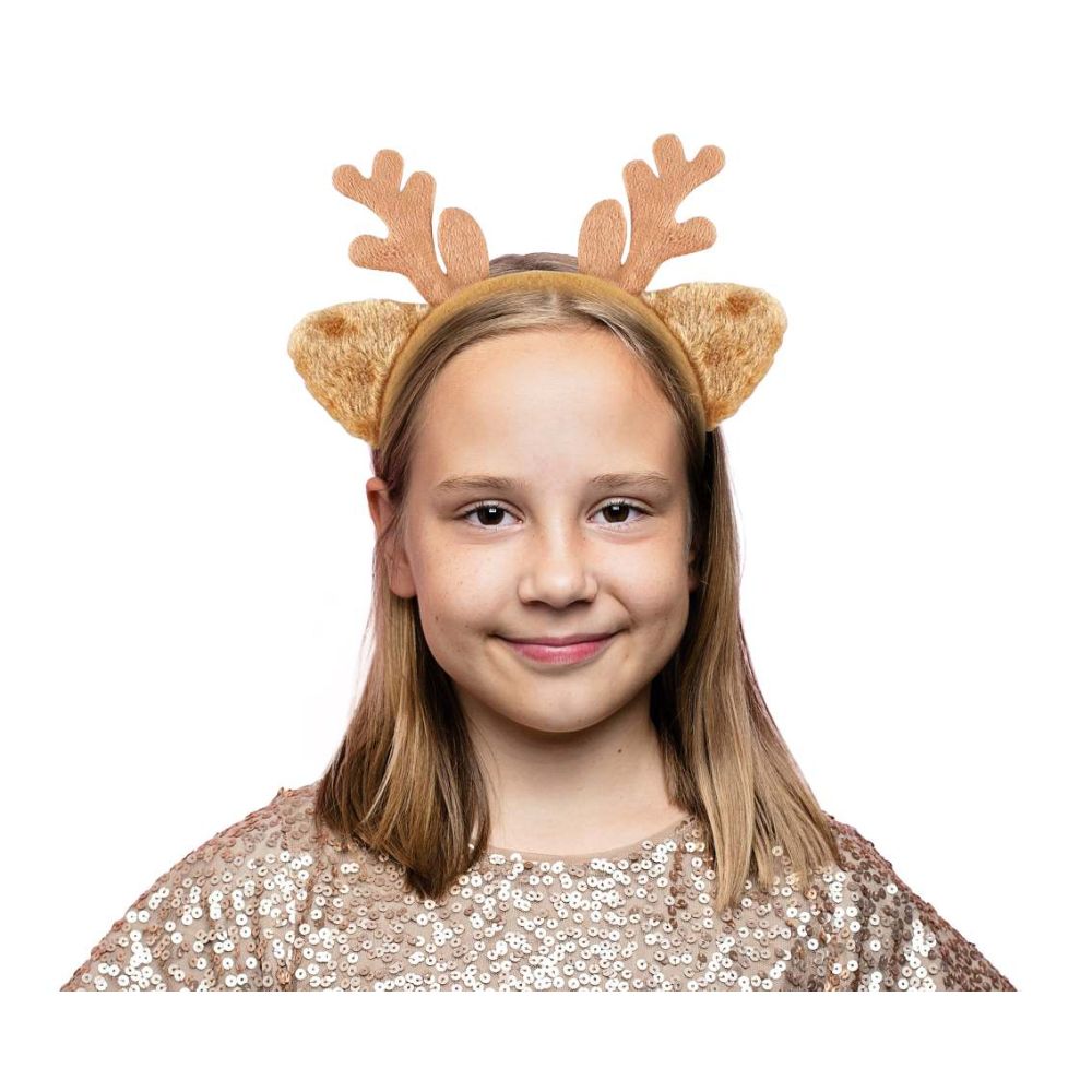 Christmas Headband for Kids - GoDan - Reindeer with Ears, light brown