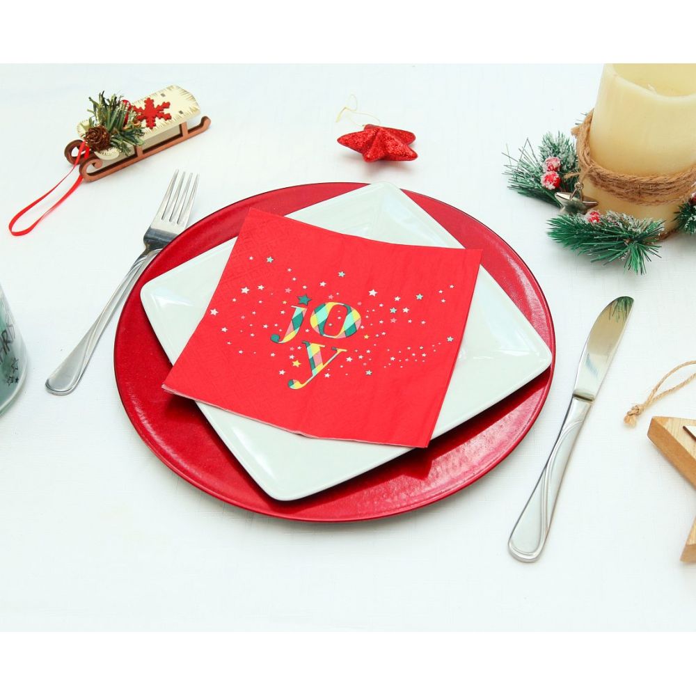 Christmas paper napkins Joy - GoDan - red, 20 pcs.