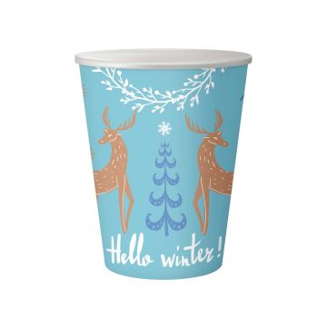 Christmas paper cups Hello Winter - GoDan - light blue, 250 ml, 6 pcs.
