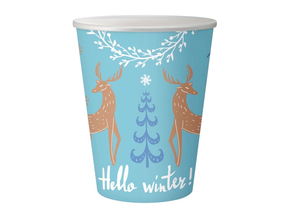 Christmas paper cups Hello Winter - GoDan - light blue, 250 ml, 6 pcs.