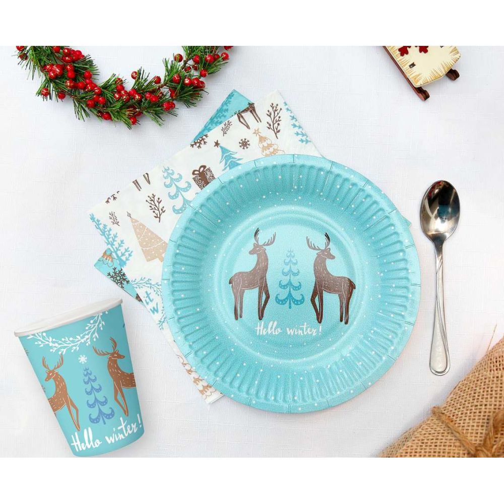 Christmas paper cups Hello Winter - GoDan - light blue, 250 ml, 6 pcs.