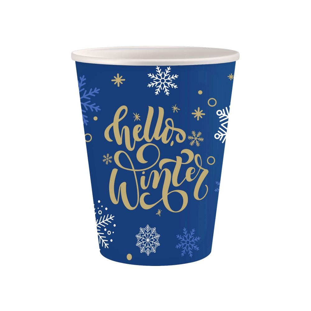 Christmas paper cups Hello Winter - GoDan - navy blue, 250 ml, 6 pcs.