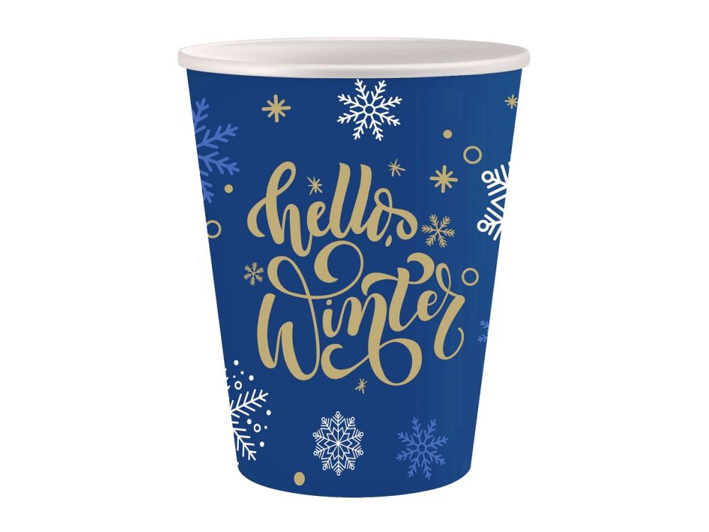 Christmas paper cups Hello Winter - GoDan - navy blue, 250 ml, 6 pcs.