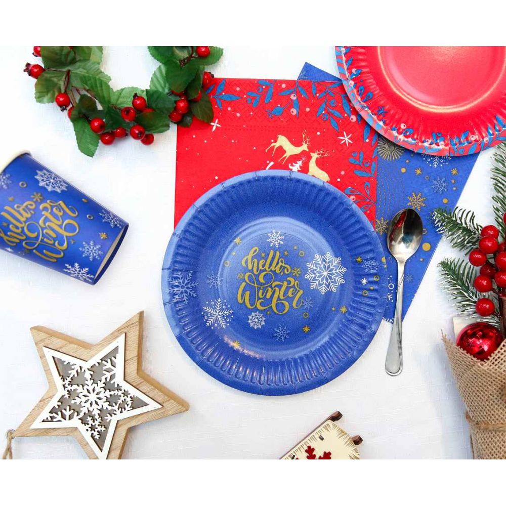 Christmas paper cups Hello Winter - GoDan - navy blue, 250 ml, 6 pcs.