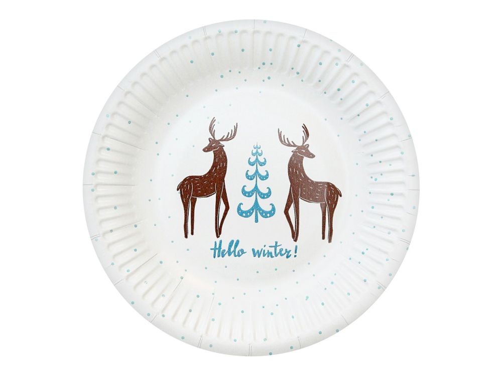 Talerzyki świąteczne Hello Winter - GoDan - białe, 18 cm, 6 szt.