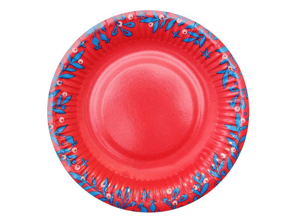 Christmas plates Let It Snow - GoDan - red, 18 cm, 6 pcs.