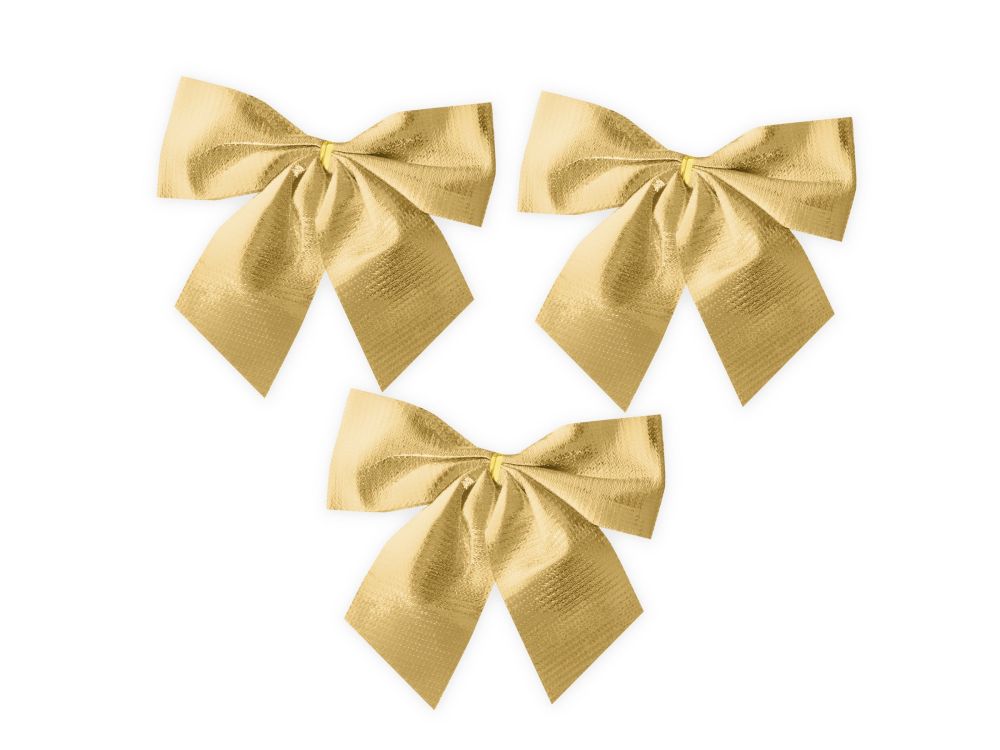 Christmas bows - gold metallized 12 cm 3 pcs