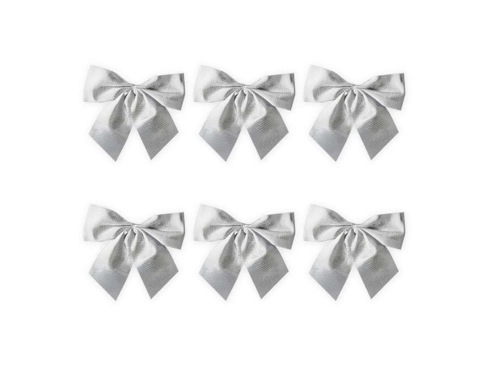 Christmas bows - silver metallized 8 cm 6 pcs