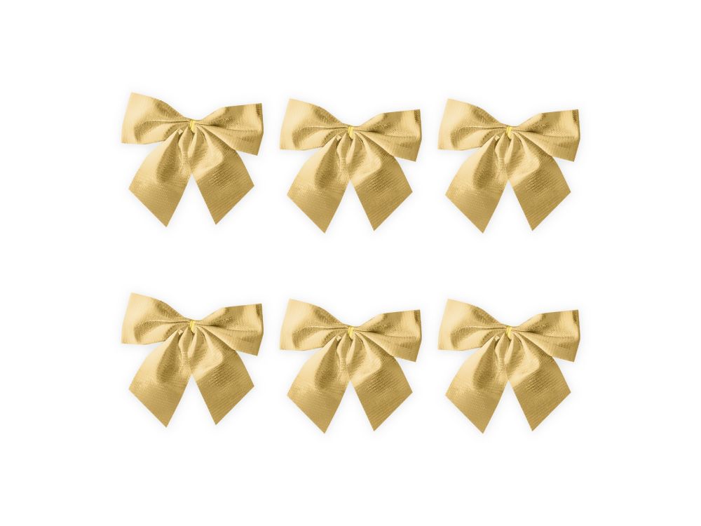 Christmas bows - gold metallized 8 cm 6 pcs