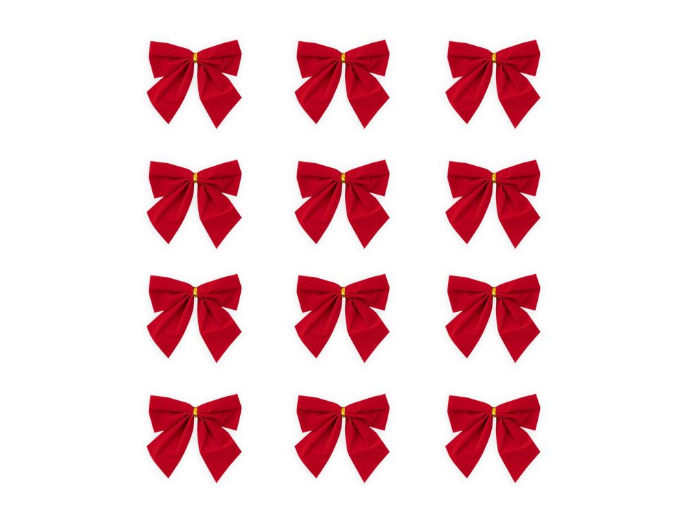 Christmas bows - red, 5 cm, 12 pcs.