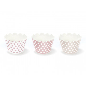 Sweet cupcake wrappers with dots - PartyDeco - 6 pcs.