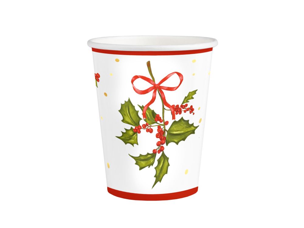 Christmas paper cups Holly - 220 ml 10 pcs